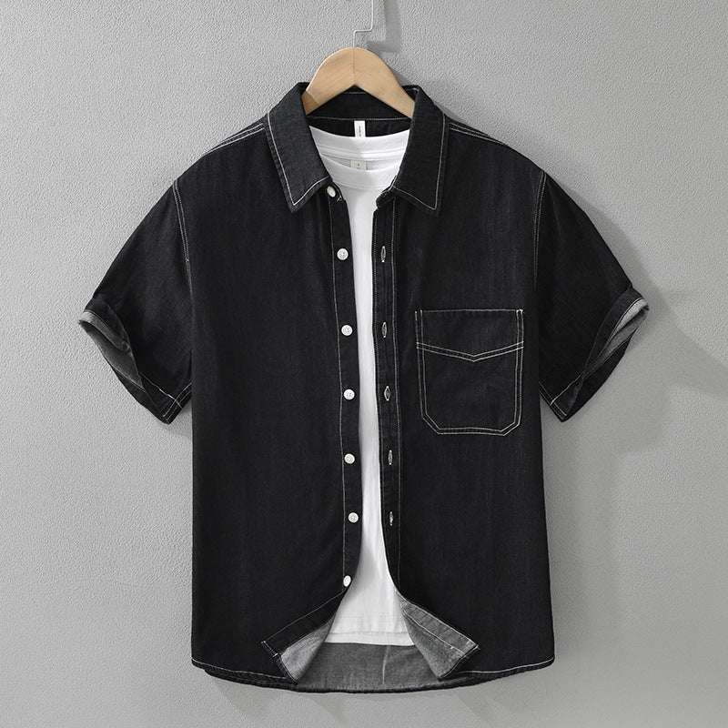 Men's Retro Denim Short Sleeve Shirt - ChoreGirl