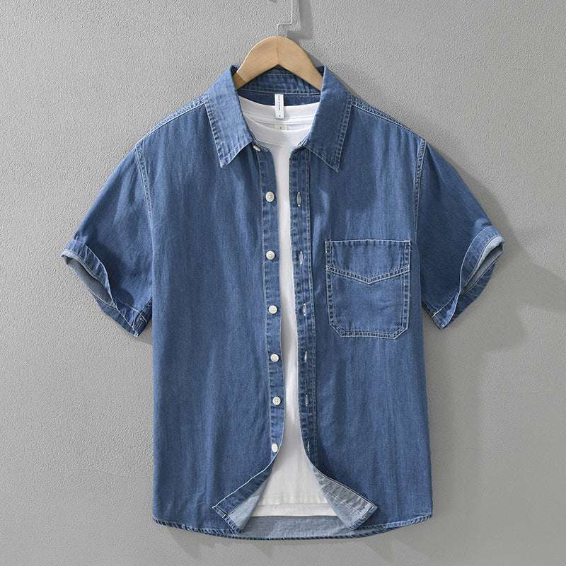 Men's Retro Denim Short Sleeve Shirt - ChoreGirl