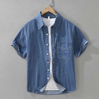 Men's Retro Denim Short Sleeve Shirt - ChoreGirl