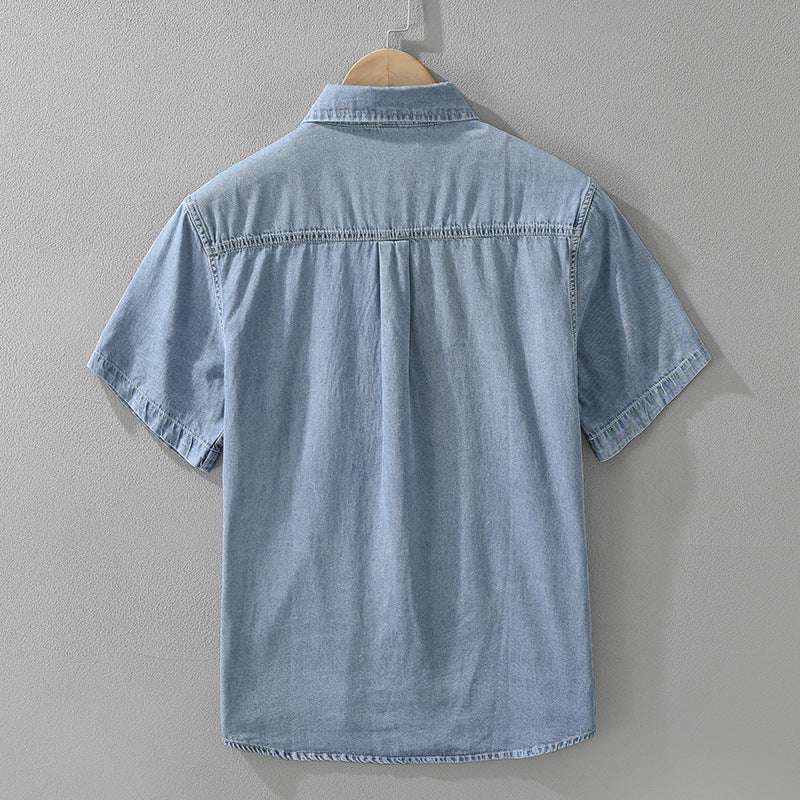 Men's Retro Denim Short Sleeve Shirt - ChoreGirl