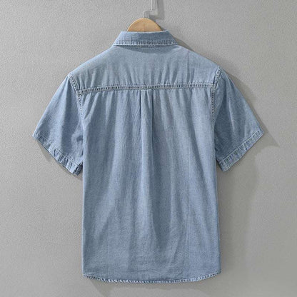 Men's Retro Denim Short Sleeve Shirt - ChoreGirl