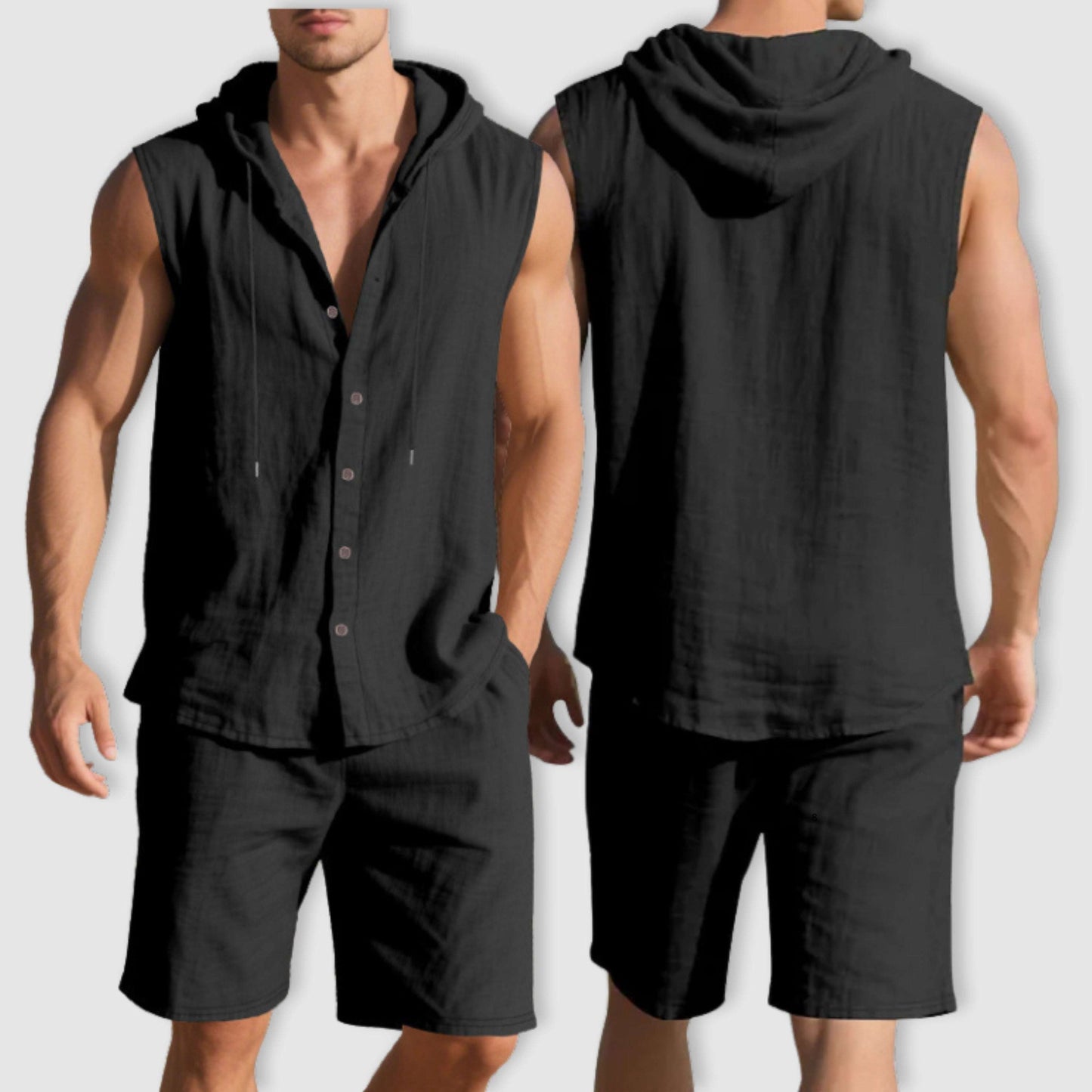 Men's Sleeveless Shirt and Shorts Summer Outfit Set - ChoreGirl