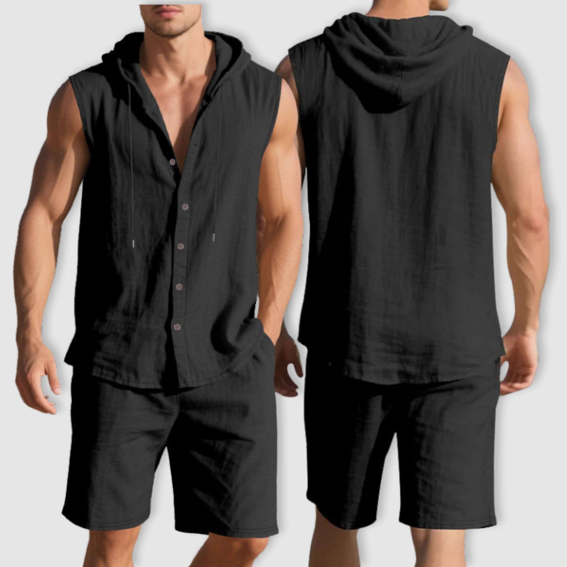 Men's Sleeveless Shirt and Shorts Summer Outfit Set - ChoreGirl