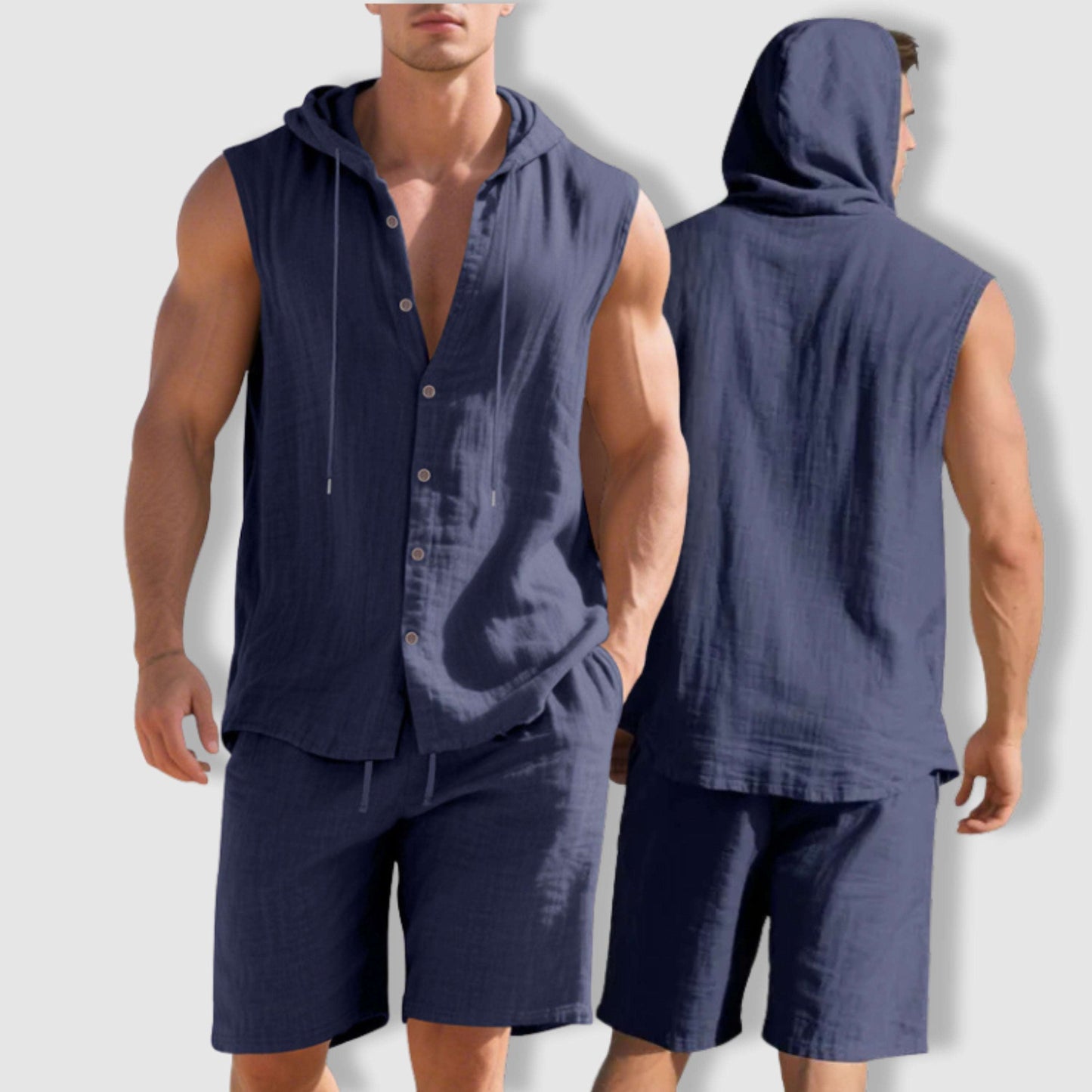 Men's Sleeveless Shirt and Shorts Summer Outfit Set - ChoreGirl