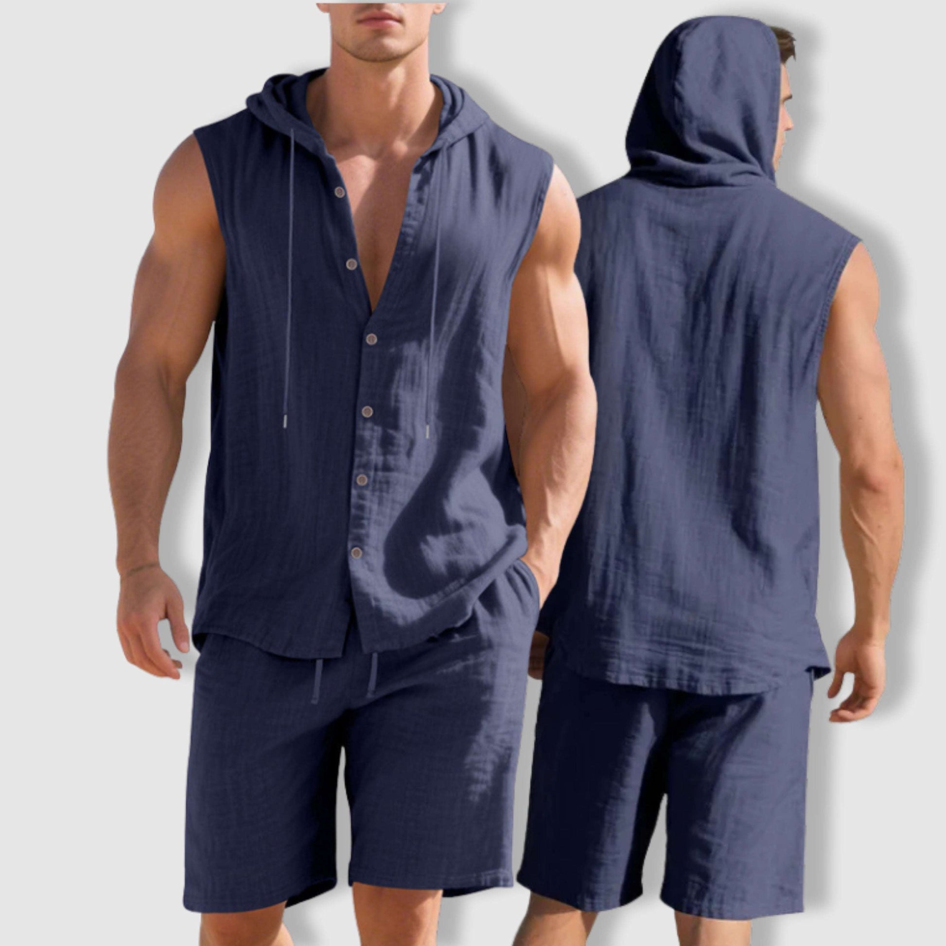 Men's Sleeveless Shirt and Shorts Summer Outfit Set - ChoreGirl