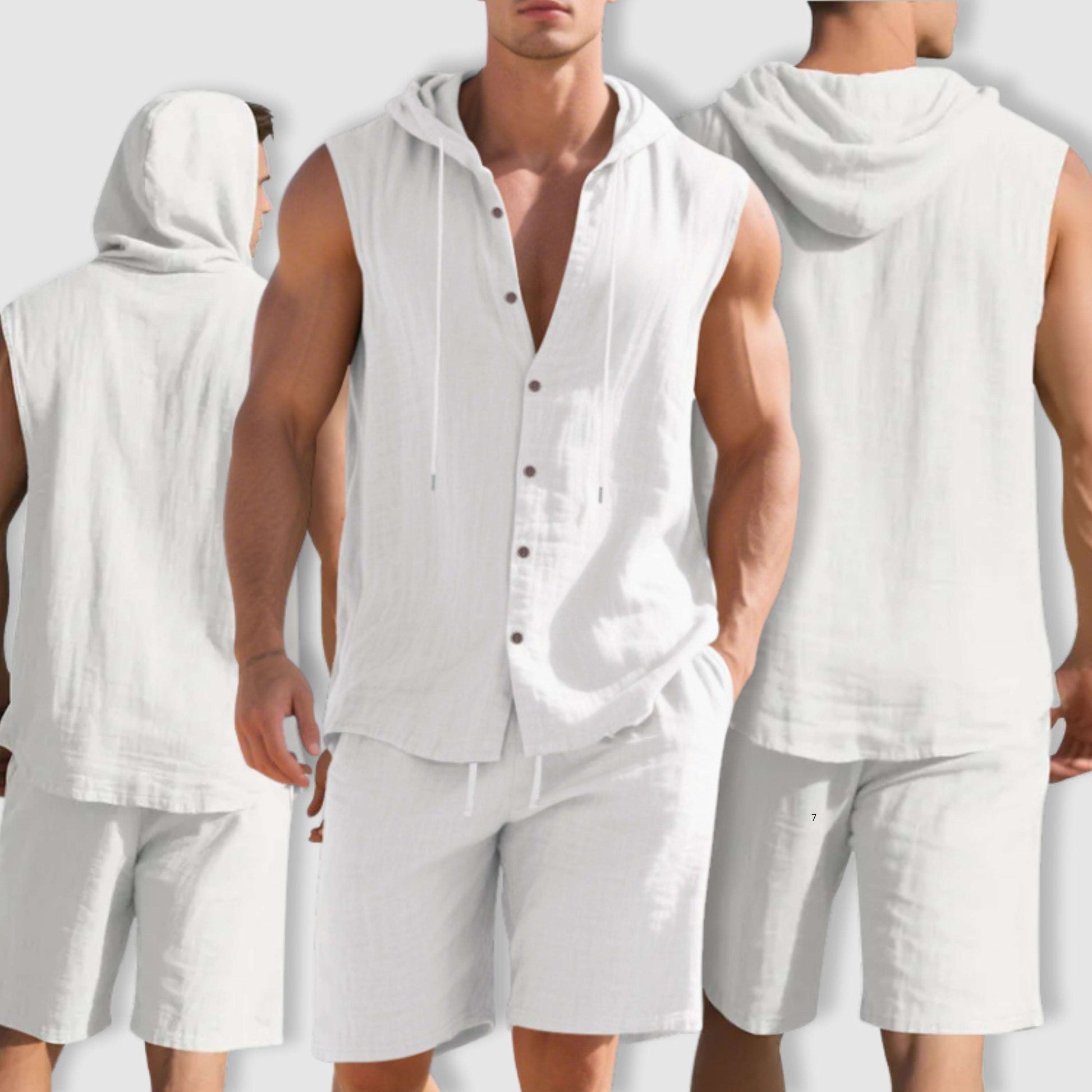 Men's Sleeveless Shirt and Shorts Summer Outfit Set - ChoreGirl