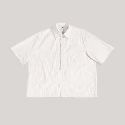 Men's Striped Loose Fit Short Sleeve Short Cut Shirt - ChoreGirl