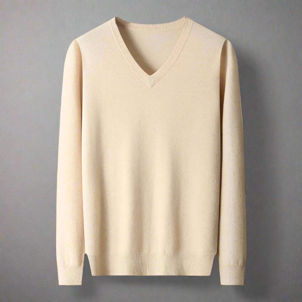 Men's V-neck Knit Wool Sweater - ChoreGirl