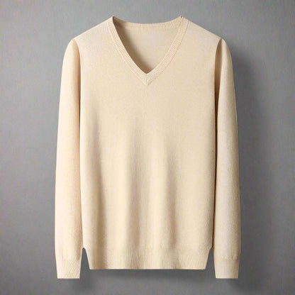 Men's V-neck Knit Wool Sweater - ChoreGirl