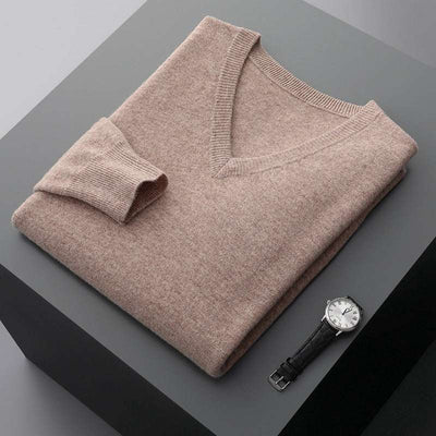 Men's V-neck Knit Wool Sweater - ChoreGirl