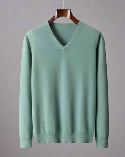 Men's V-neck Knit Wool Sweater - ChoreGirl