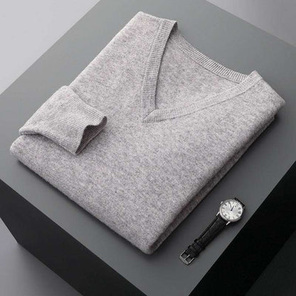 Men's V-neck Knit Wool Sweater - ChoreGirl