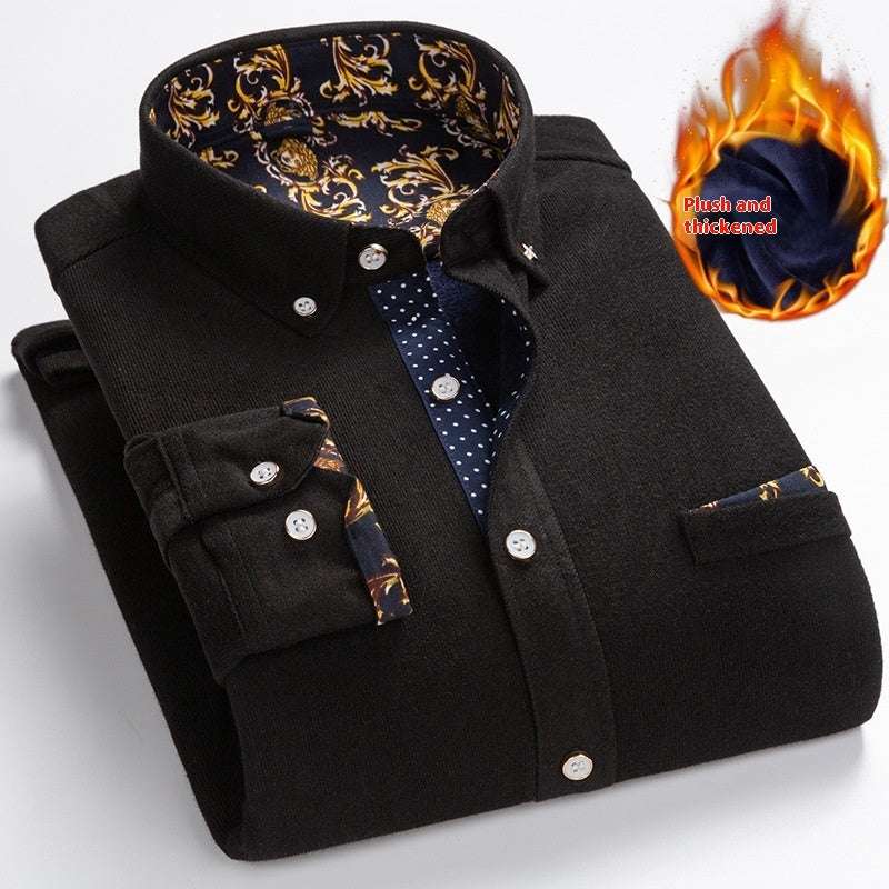 Men's Winter Corduroy Fleece Lining Warm Shirt - ChoreGirl