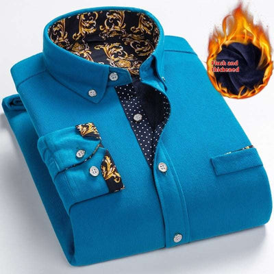 Men's Winter Corduroy Fleece Lining Warm Shirt - ChoreGirl