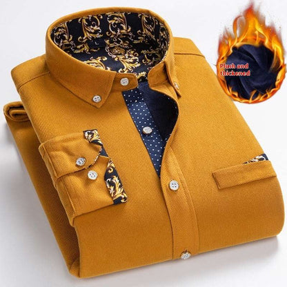 Men's Winter Corduroy Fleece Lining Warm Shirt - ChoreGirl