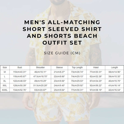 Men's All-matching Short Sleeved Shirt and Shorts Beach Outfit Set - ChoreGirl