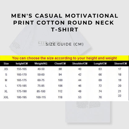 Men's Casual Motivational Print 100% Cotton Round Neck T-shirt - ChoreGirl