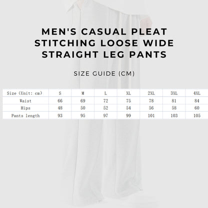 Men's Casual Pleat Stitching Loose Wide Straight Leg Pants - ChoreGirl