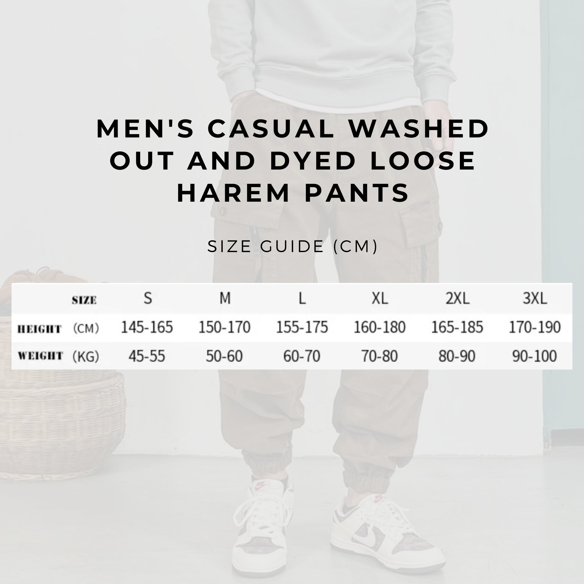 Men's Casual Washed Out And Dyed Loose Harem Pants - ChoreGirl