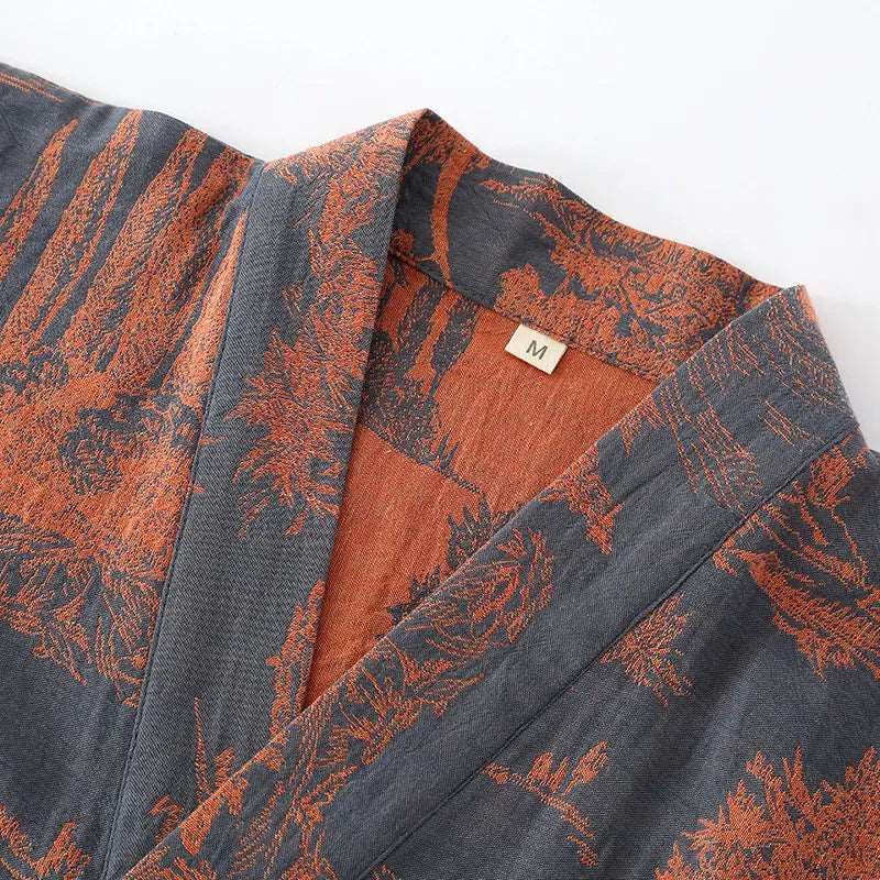 Men's Cotton Kimono Long Robe - ChoreGirl