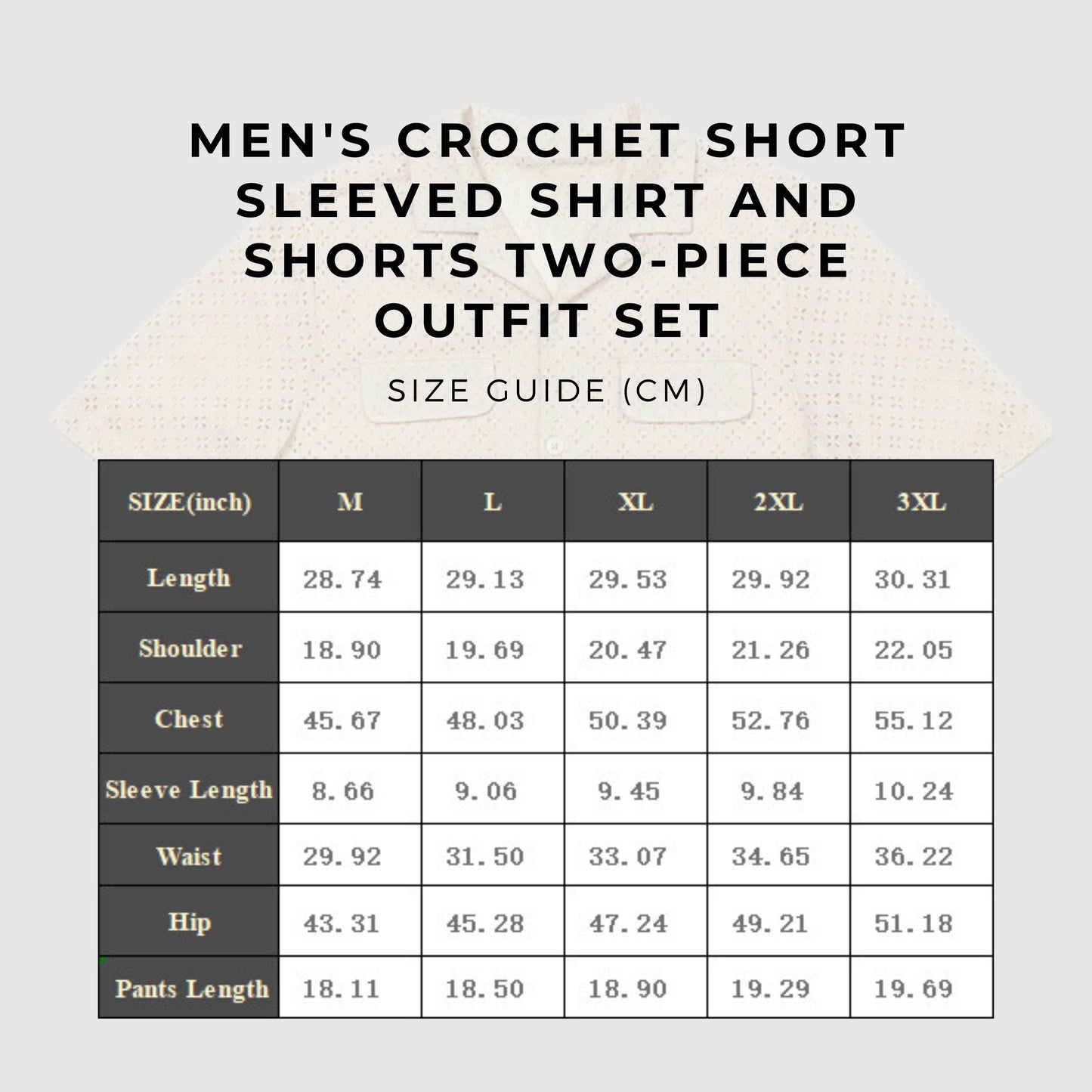 Men's Crochet Short Sleeved Shirt and Shorts Two-piece Outfit Set - ChoreGirl