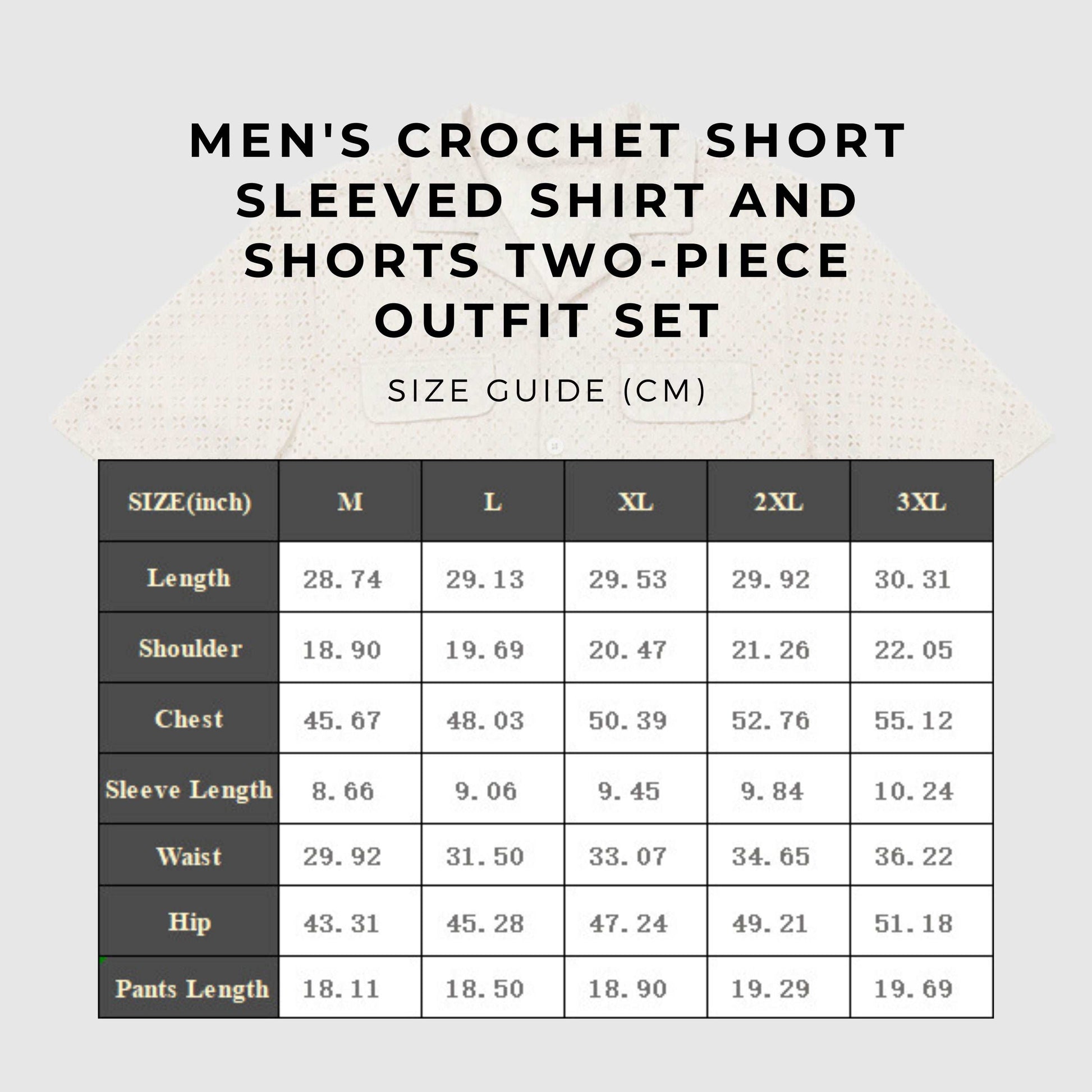 Men's Crochet Short Sleeved Shirt and Shorts Two-piece Outfit Set - ChoreGirl