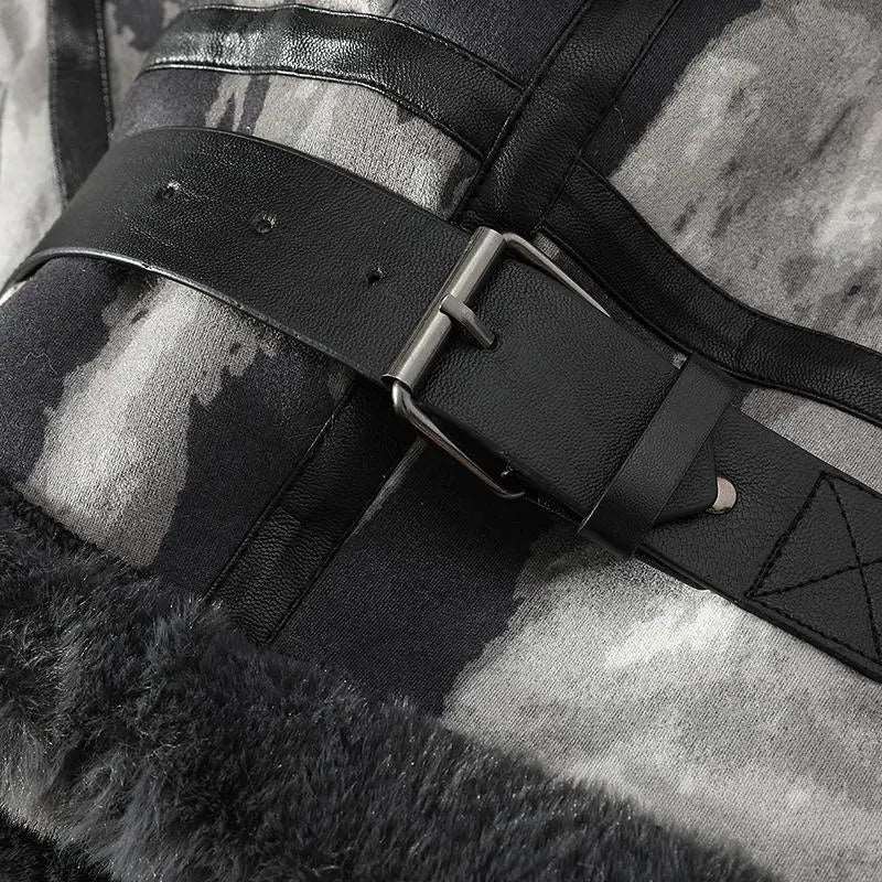 Men's Fur Integrated Fleece-lined Thickened Long Sleeve Coat - ChoreGirl