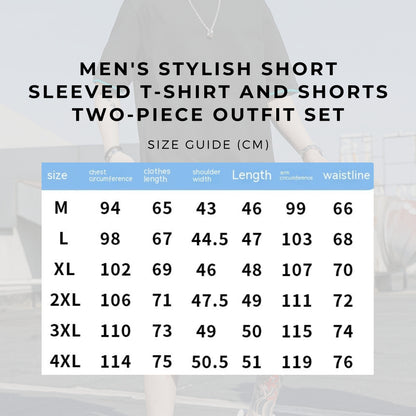Men's Stylish Short Sleeved T-Shirt and Shorts Two-piece Outfit Set - ChoreGirl