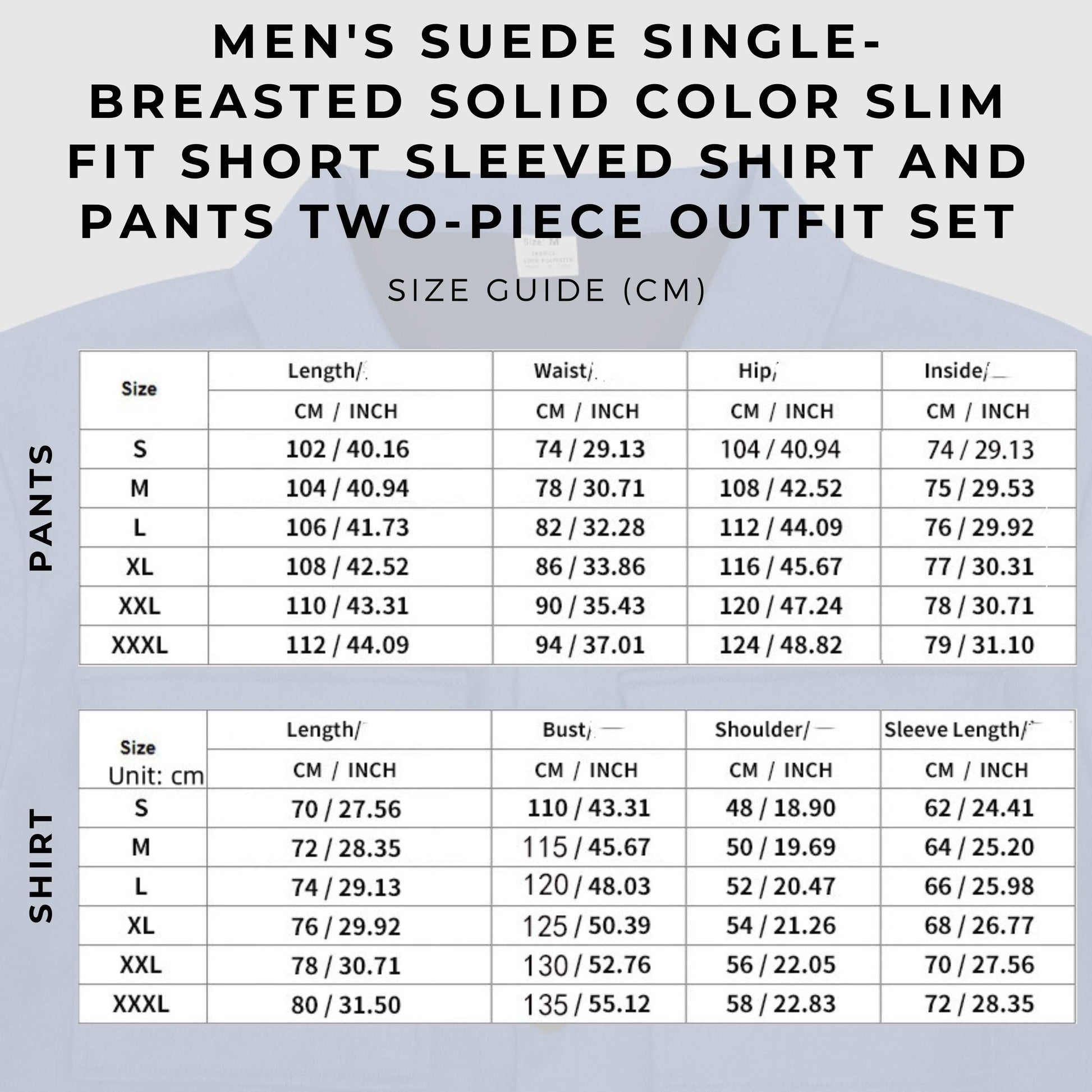 Men's Suede Single-breasted Solid Color Slim Fit Short Sleeved Shirt and Pants Two-piece Outfit Set - ChoreGirl