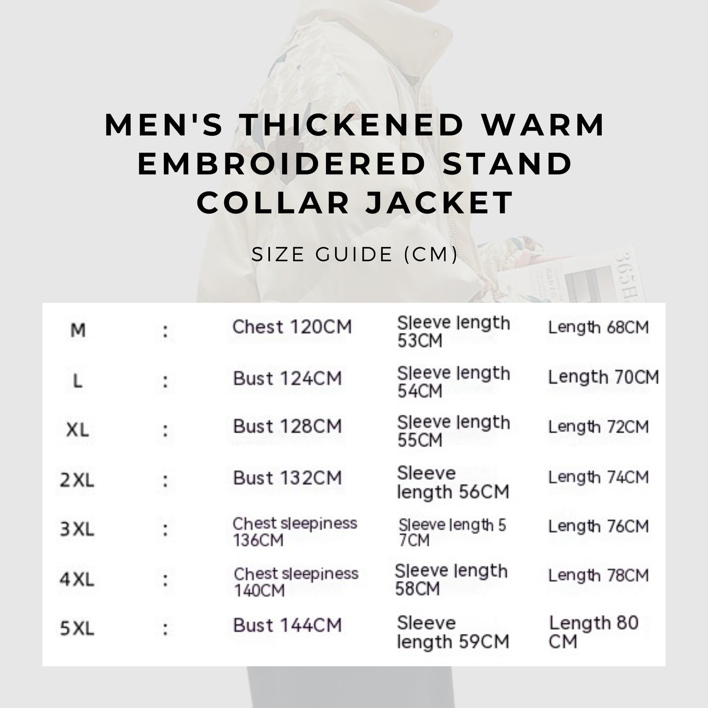 Men's Thickened Warm Embroidered Stand Collar Jacket - ChoreGirl
