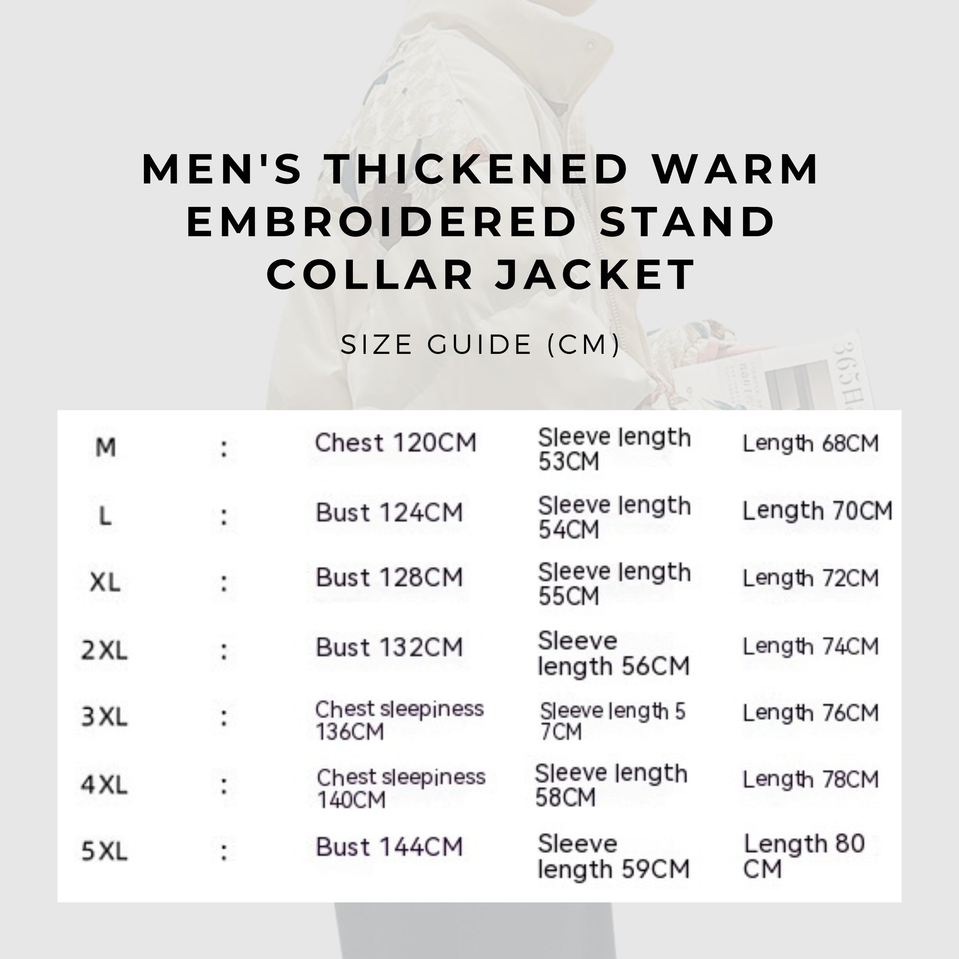Men's Thickened Warm Embroidered Stand Collar Jacket - ChoreGirl