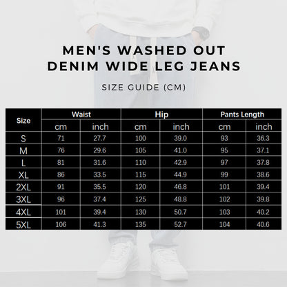 Men's Washed Out Denim Wide Leg Jeans - ChoreGirl