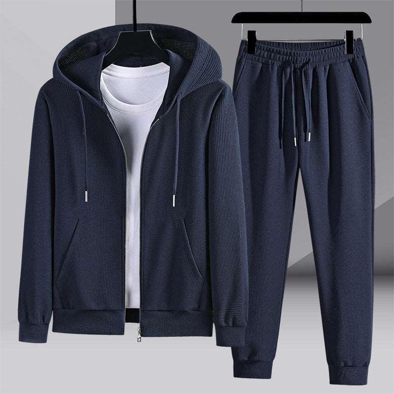 Men's Casual Hooded Zip-up jacket and Sweatpants Sportswear Set - ChoreGirl