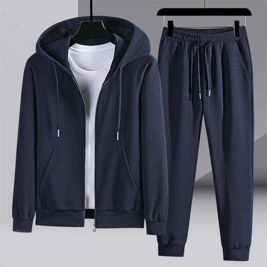 Men's Casual Hooded Zip-up jacket and Sweatpants Sportswear Set - ChoreGirl