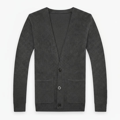 Men's Casual Knit Button-up Cardigan, Slim Fit Style
