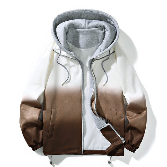 Men's Casual Loose-fitting Gradient Hoodie Jacket - ChoreGirl