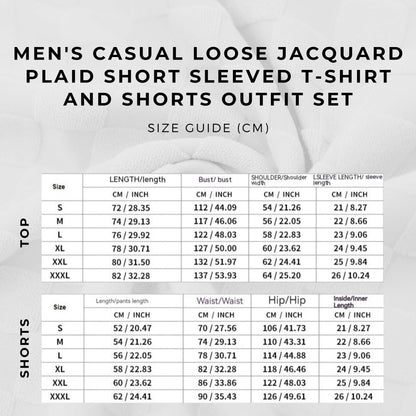 Men's Casual Loose Jacquard Plaid Short Sleeved T-Shirt and Shorts Outfit Set - ChoreGirl