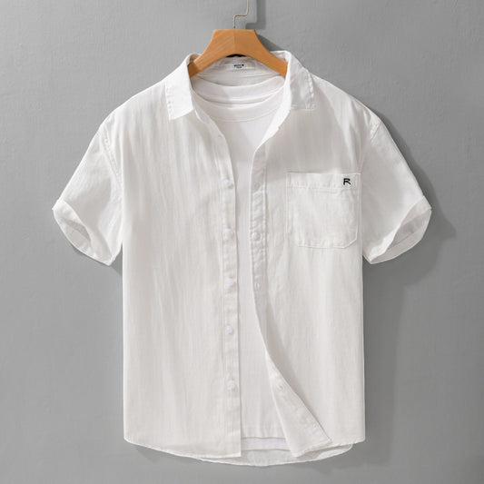 Men's Casual Pure Cotton Short Sleeved Shirt - ChoreGirl