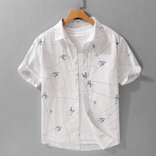 Men's Casual Trendy Print Short Sleeve Shirt - ChoreGirl
