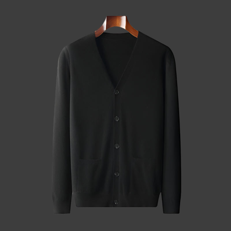 Men's Casual V-neck Wool Knit Cardigan - ChoreGirl