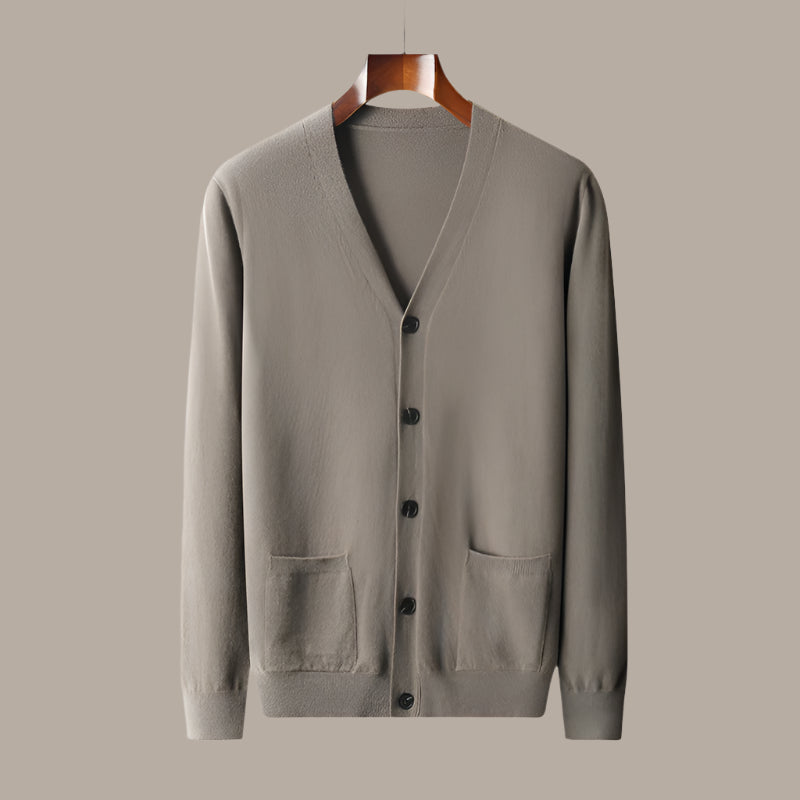 Men's Casual V-neck Wool Knit Cardigan - ChoreGirl