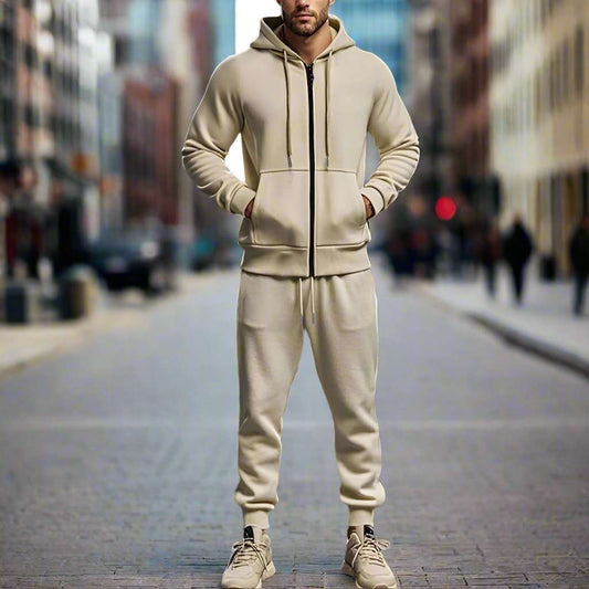 Men's Casual Warm Fleece Two-piece Sports Outfit Set - ChoreGirl