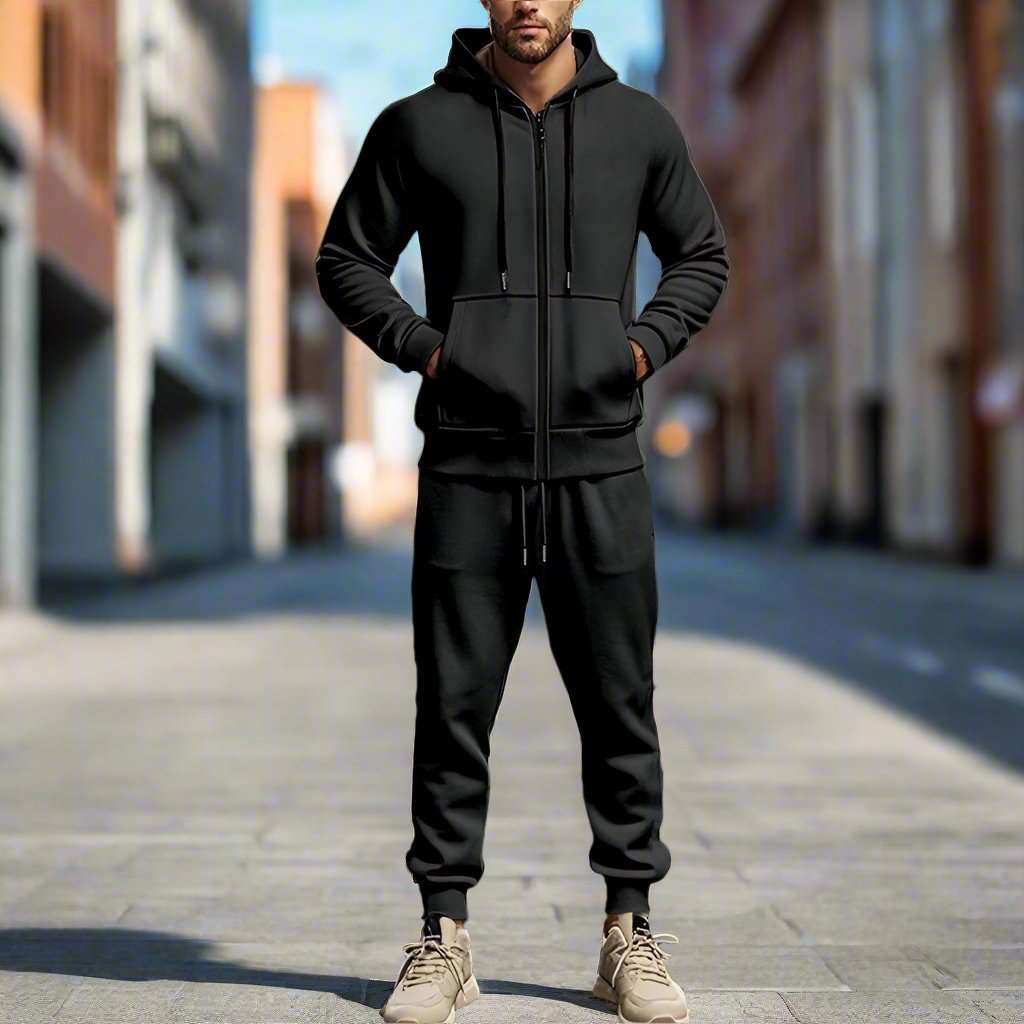 Men's Casual Warm Fleece Two-piece Sports Outfit Set - ChoreGirl