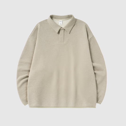 Men's Drop Shoulder Warm Fleece Polo Sweatshirt - ChoreGirl