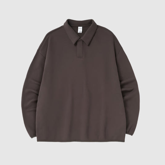 Men's Drop Shoulder Warm Fleece Polo Sweatshirt - ChoreGirl