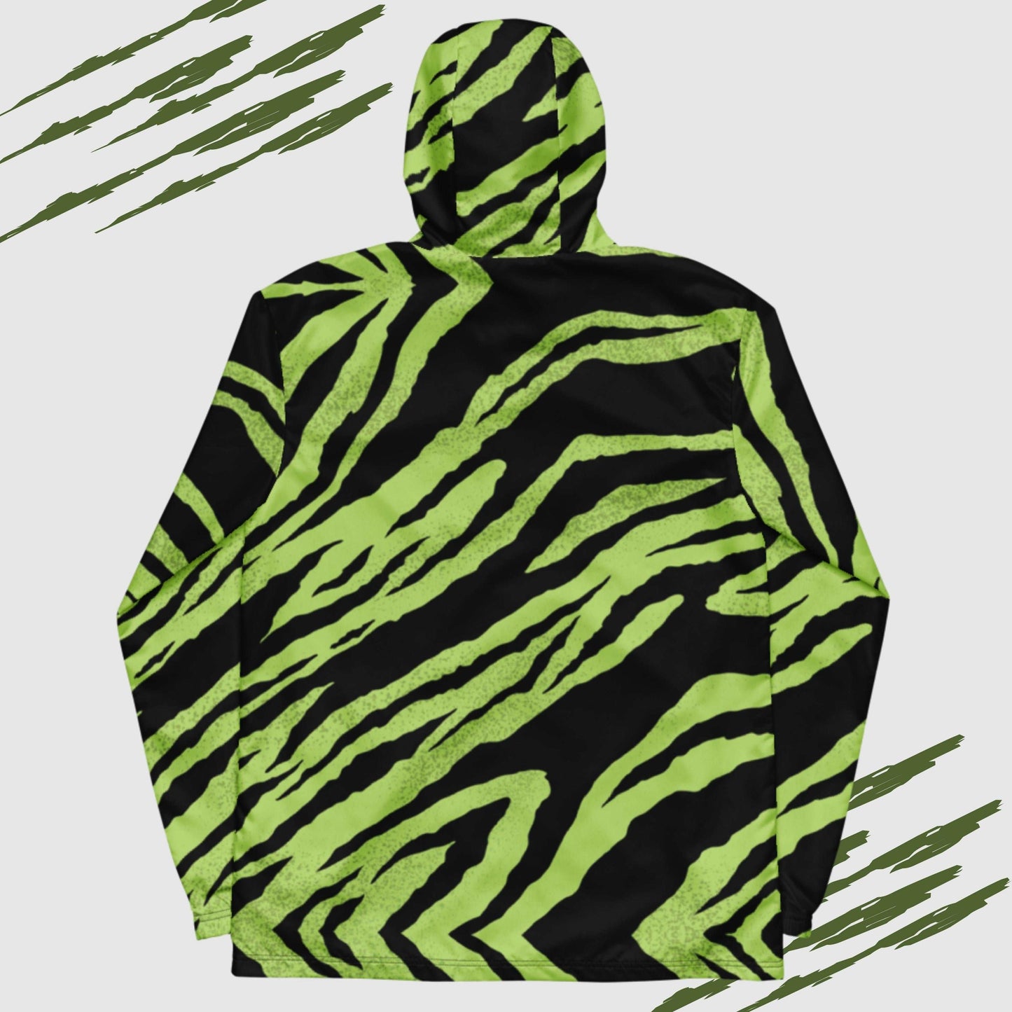 Custom Men’s Green Tiger Pattern Windbreaker Jacket | PERSONALIZED - ChoreGirl