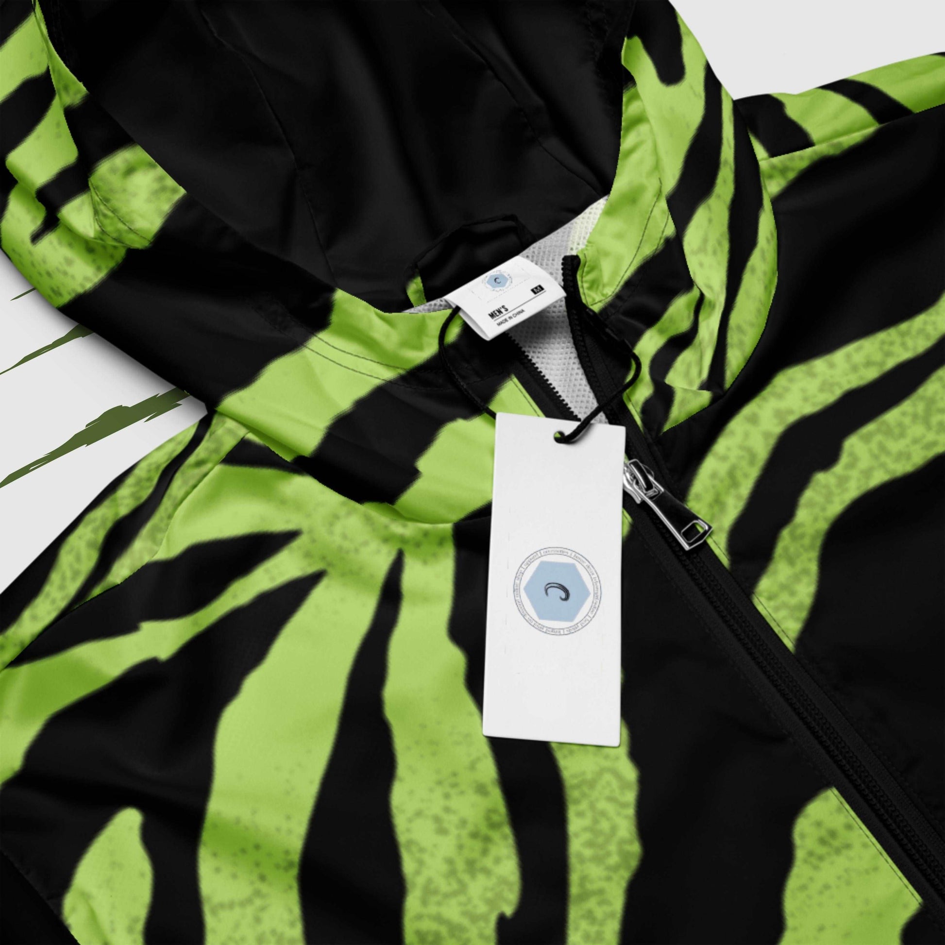 Custom Men’s Green Tiger Pattern Windbreaker Jacket | PERSONALIZED - ChoreGirl