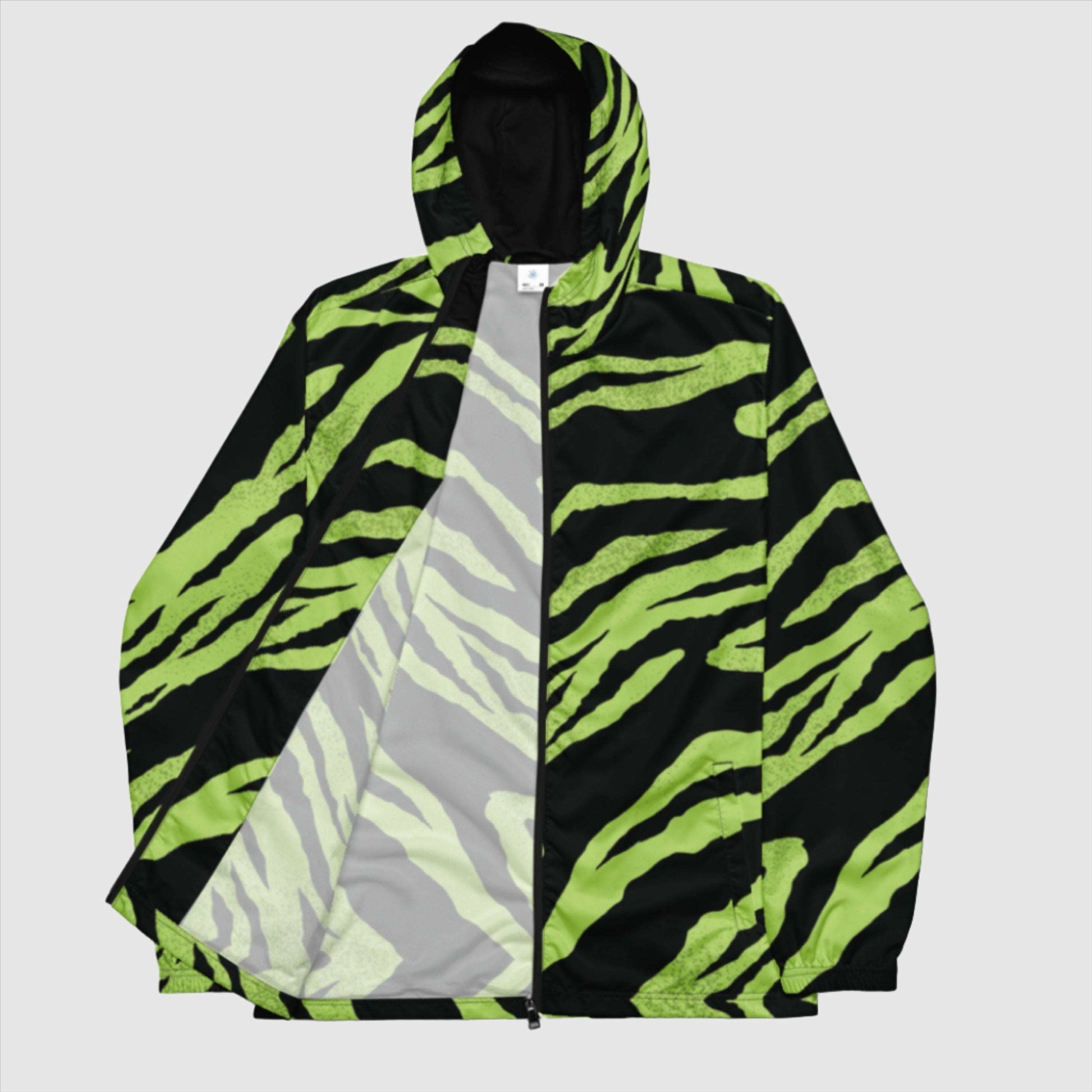 Custom Men’s Green Tiger Pattern Windbreaker Jacket | PERSONALIZED - ChoreGirl