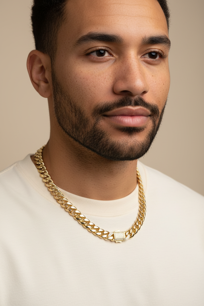 Men's Cuban Link Chain Necklace - Titanium Steel Hip Hop