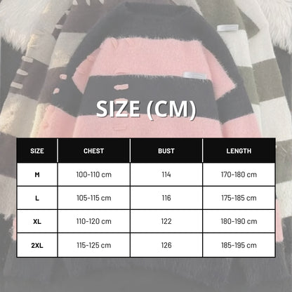 Size chart for a jacket with measurements in centimeters